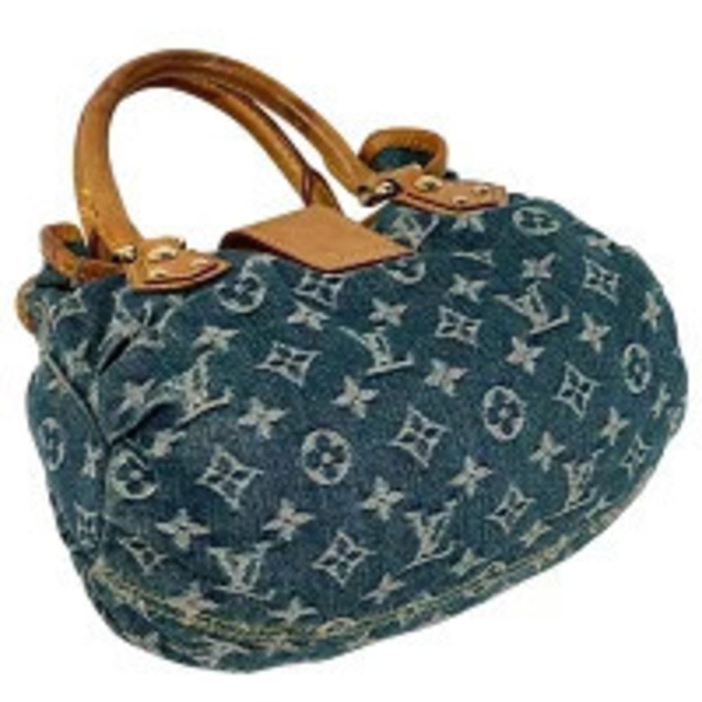 Louis Vuitton Monogram Blue Handbag Pleaty Denim